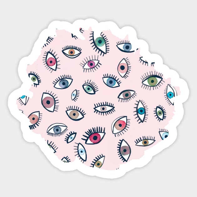 Looking Eyes Pink Sticker by ninoladesign